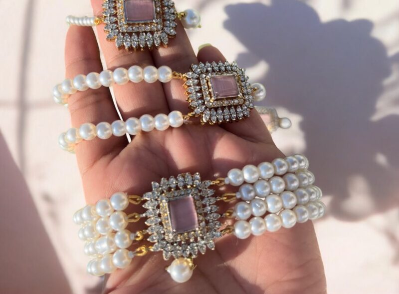 Jennifer choker set with mala pink