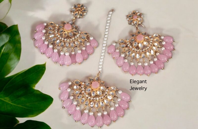 Nandani earring tikka pink