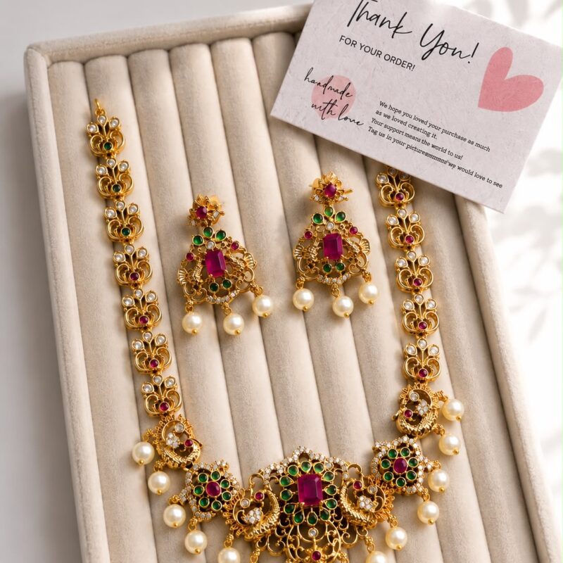 Gold Peacock necklace set