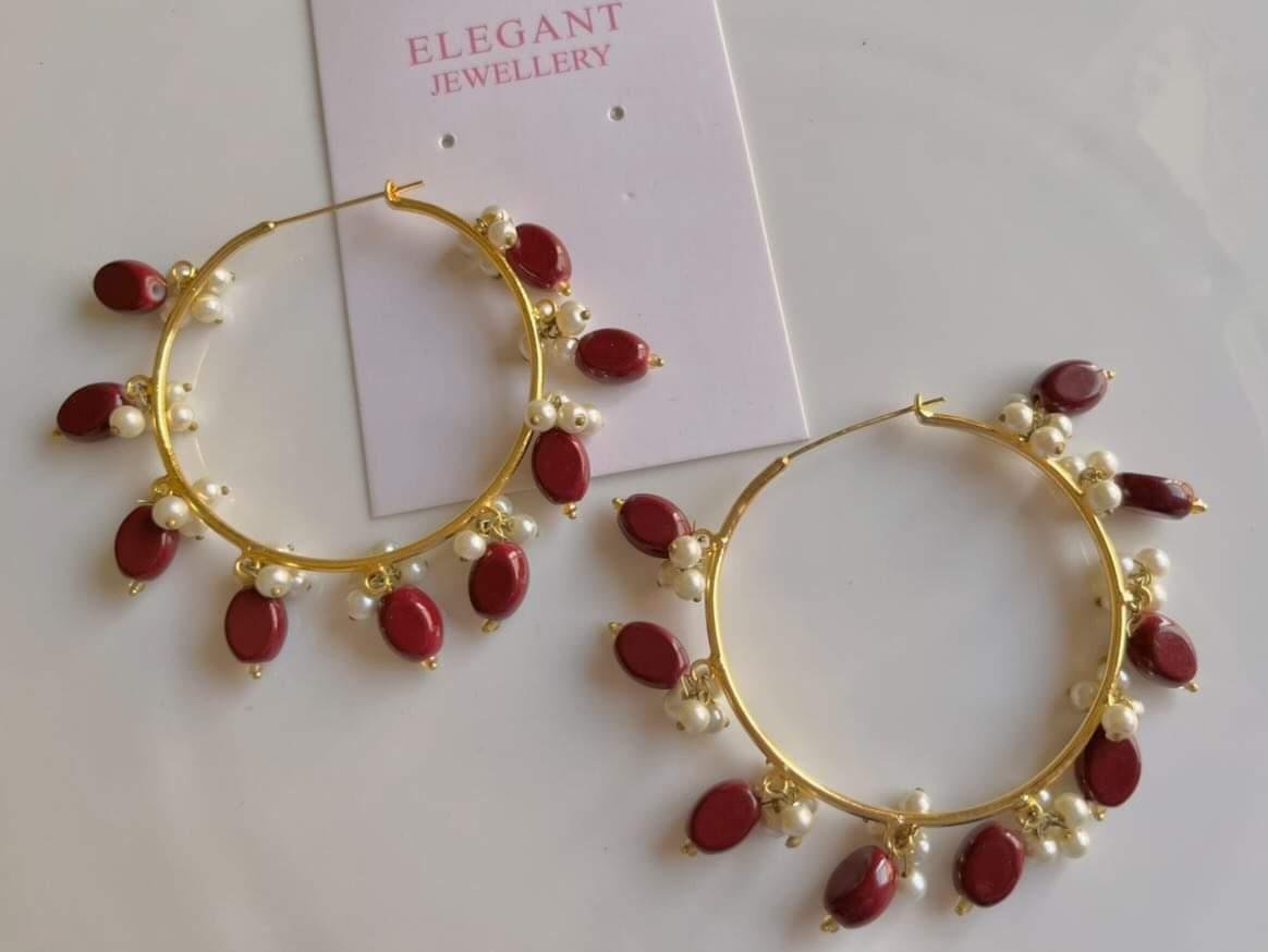 Mehroon hoop earrings