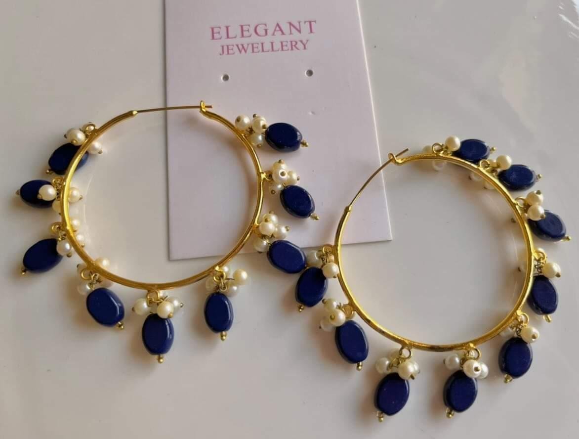 Blue pearl hoops