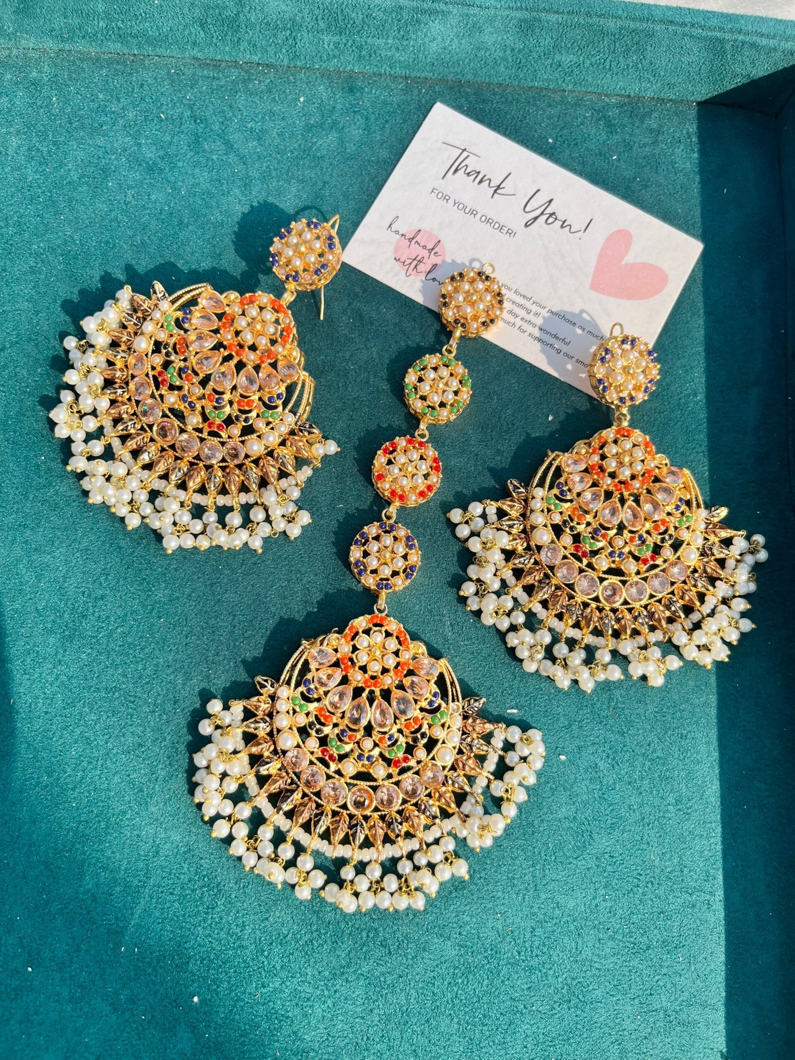 Golden Nauraten earring tikka
