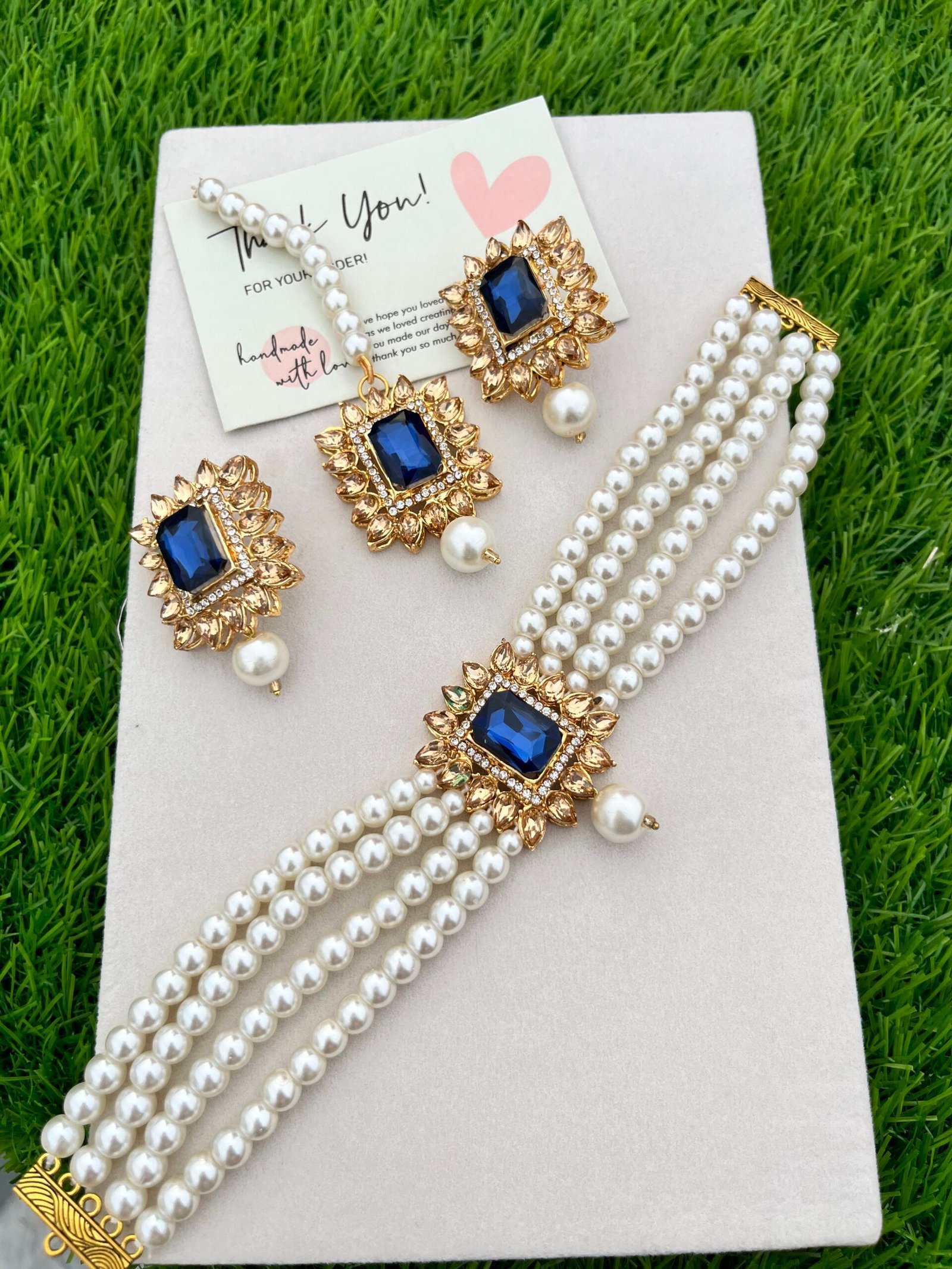 Amal choker set blue