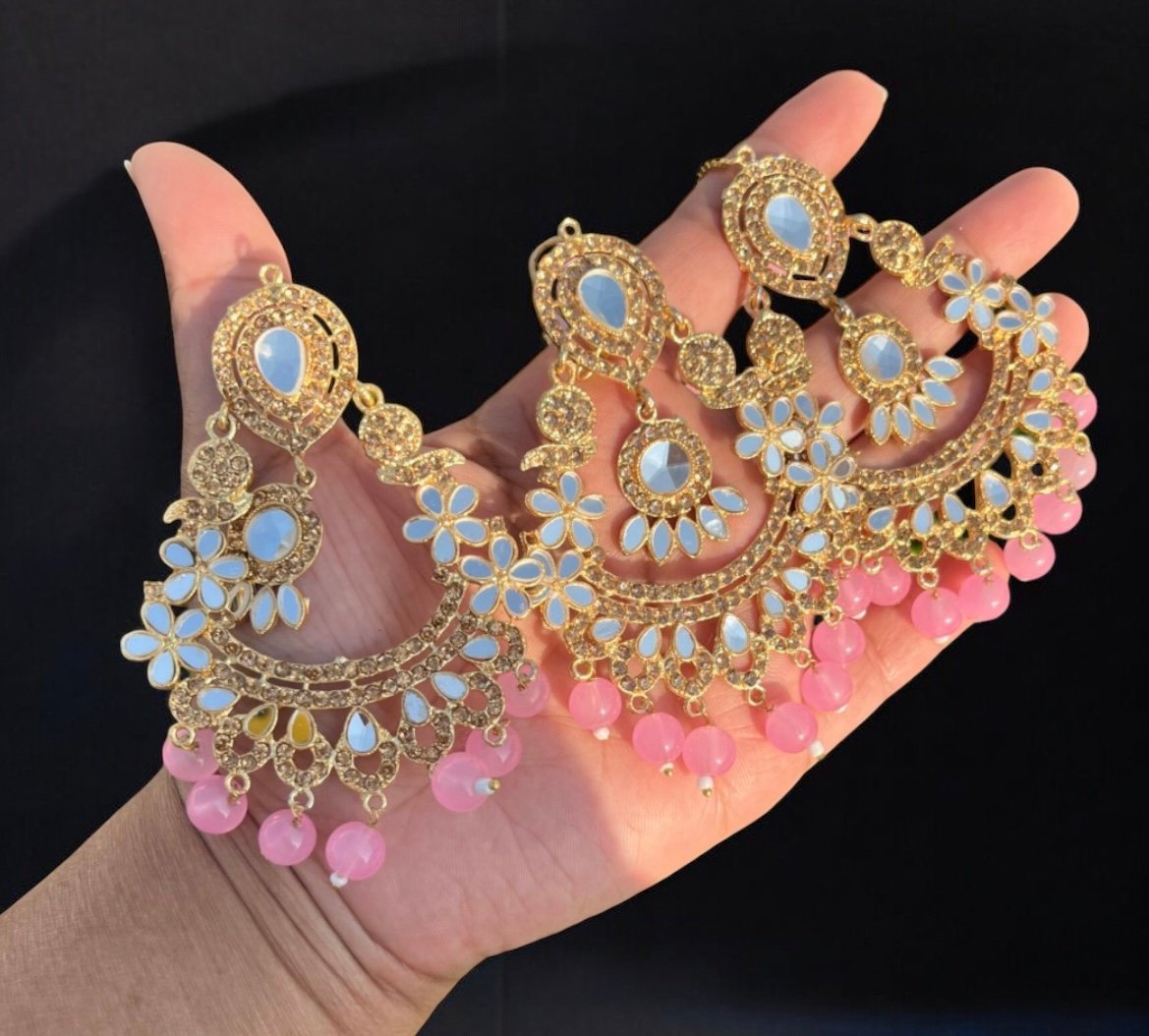 Raha earring tikka pink