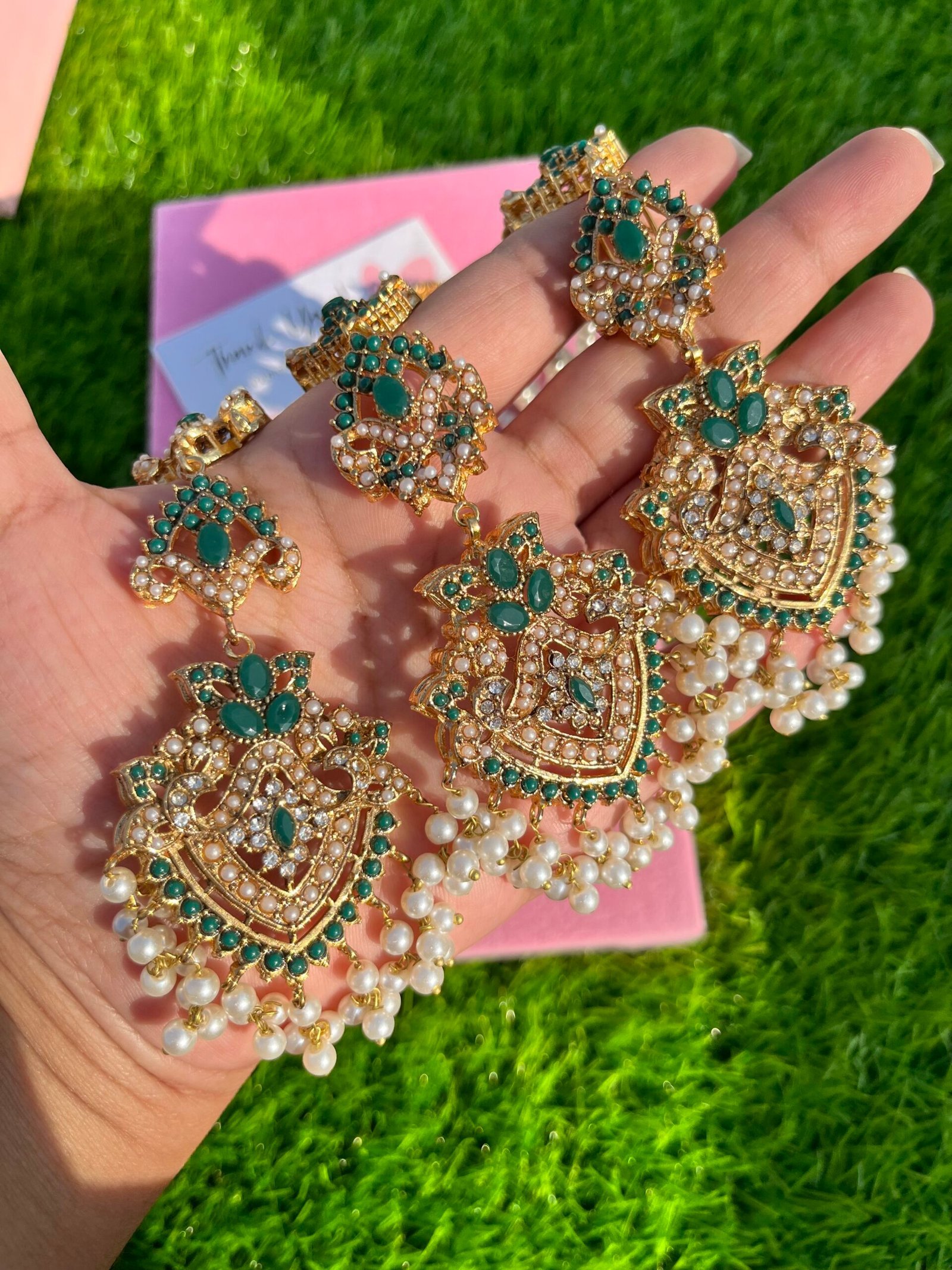 Anarkali earring tikka green