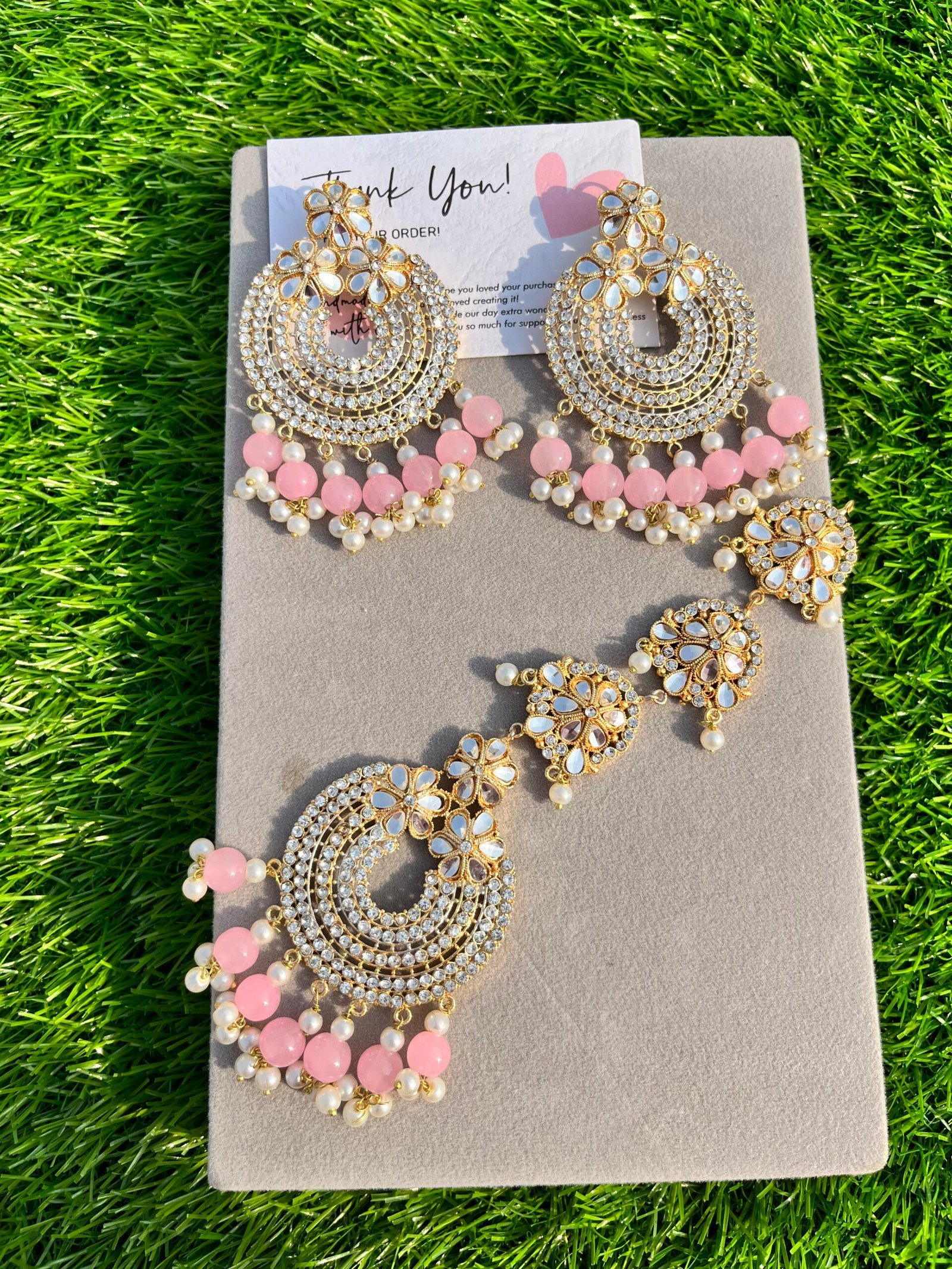 Dua earring tikka Pink