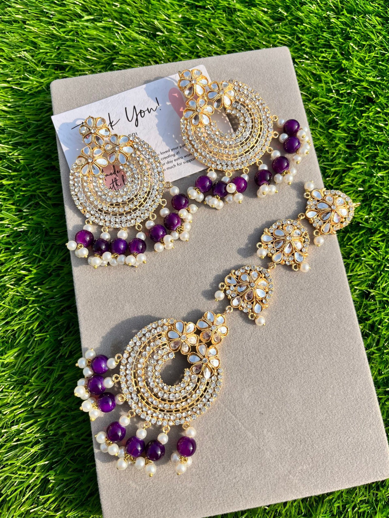 Dua earring tikka Purple