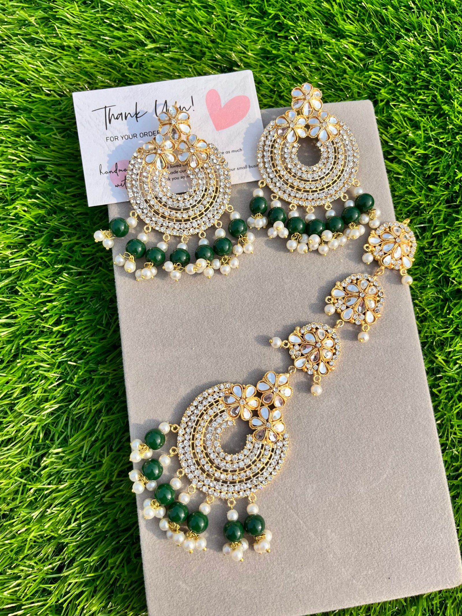 Dua earring tikka green