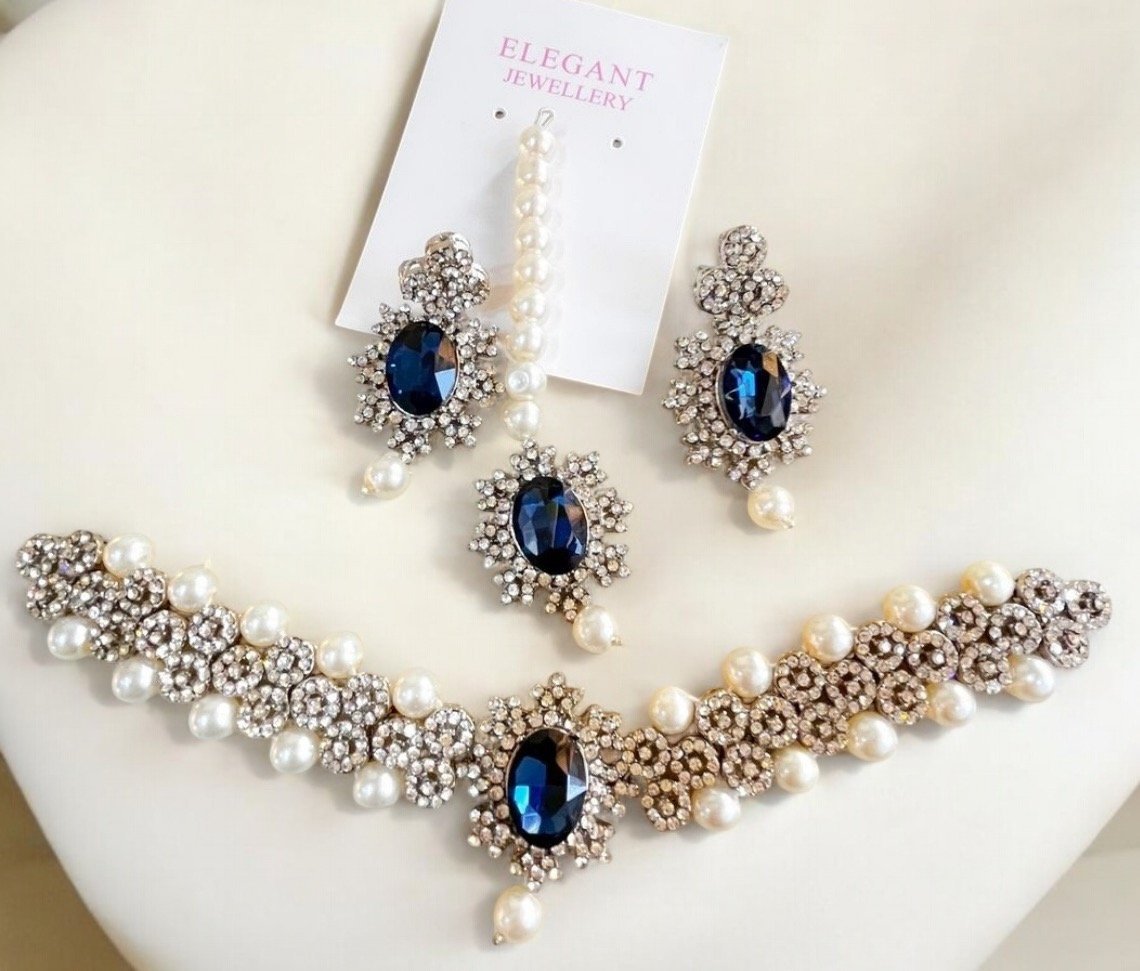 Royal blue mareha choker set