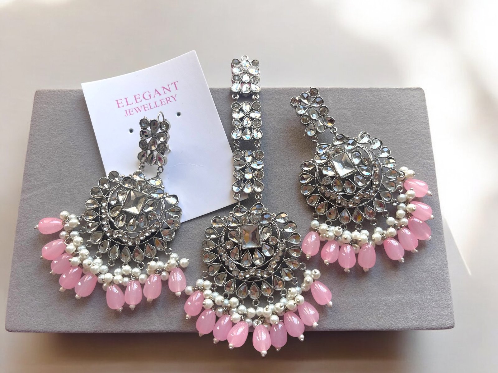 Neelum earring tikka pink